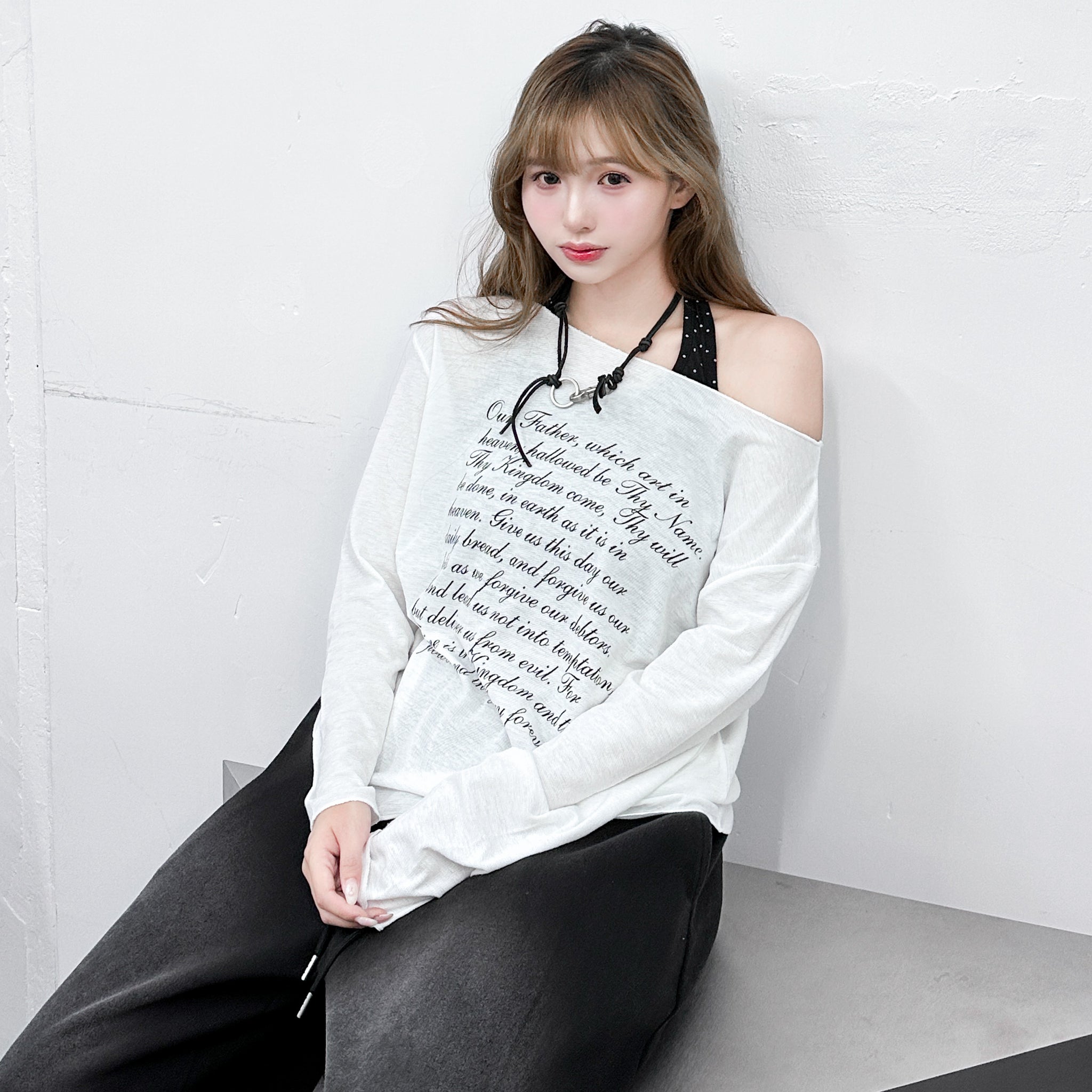 AMILIA LETTER OFF SHOULDER LONG SLEEVE/ 2色