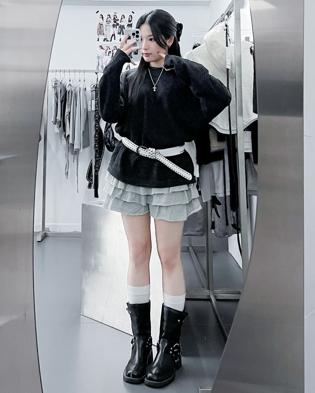 STUDDED WESTERN LEATHER BELT/ 2色