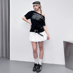 1988 UNBALANCED OFF SHOULDER  OVERFIT TEE/ 2色