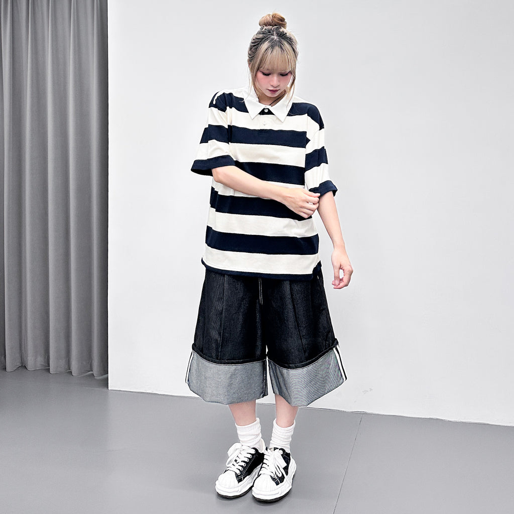 [UNISEX] 不褪色! ROLLED BERMUDA DENIM PANTS/ 1色