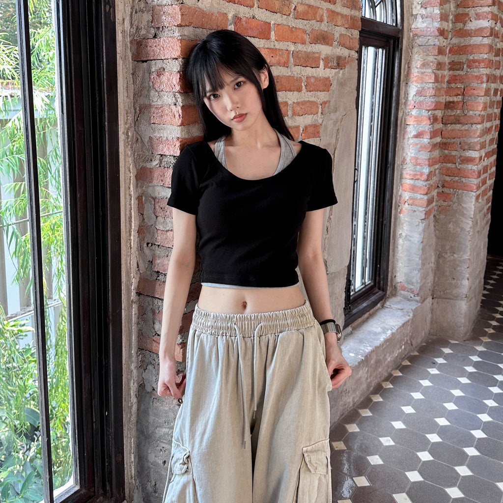 [HOT] HALTER NECK SLEEVELESS CROP/ 3色