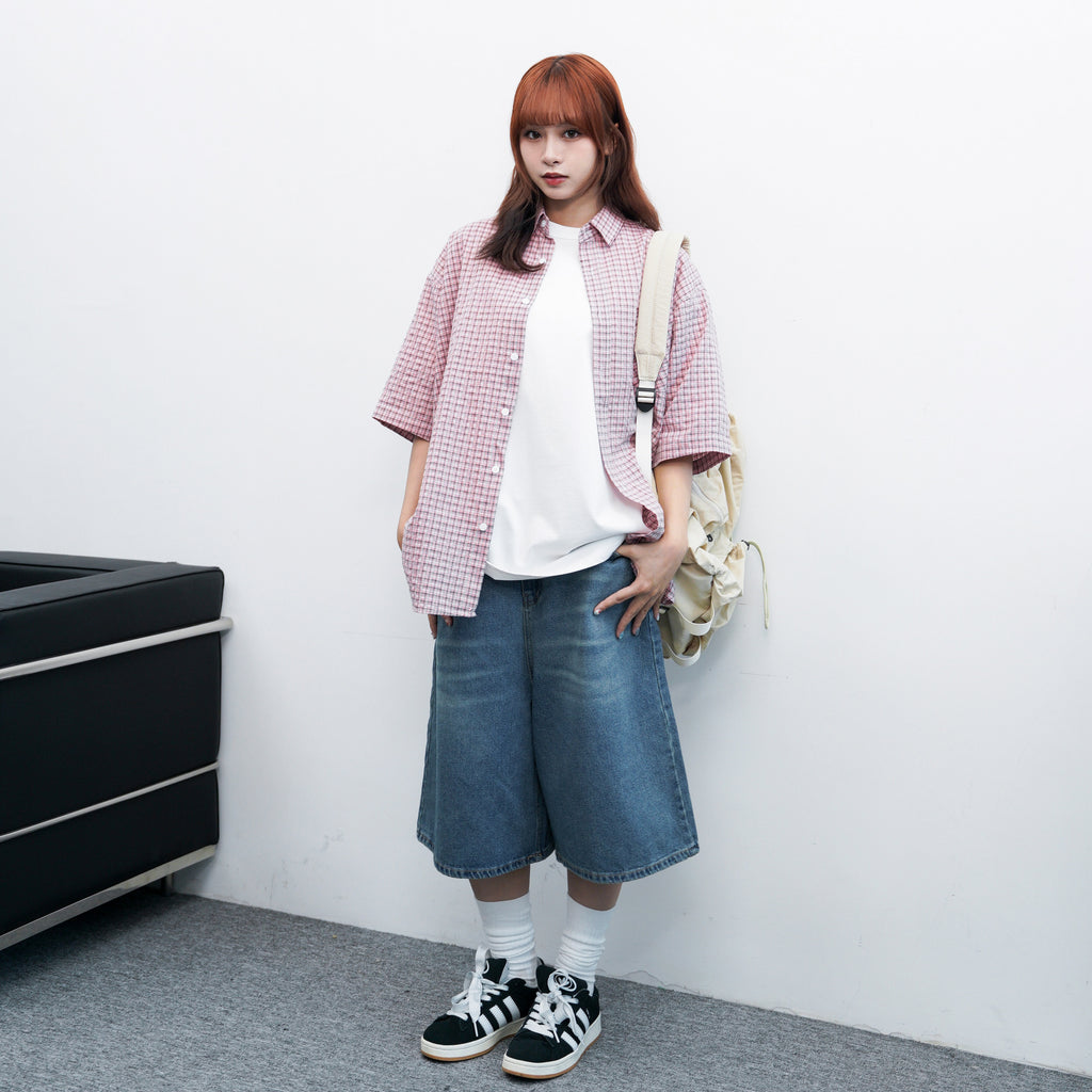 [BEST] SUMMER輕薄型OVERSIZE CHECKERED SHIRT/ 2色
