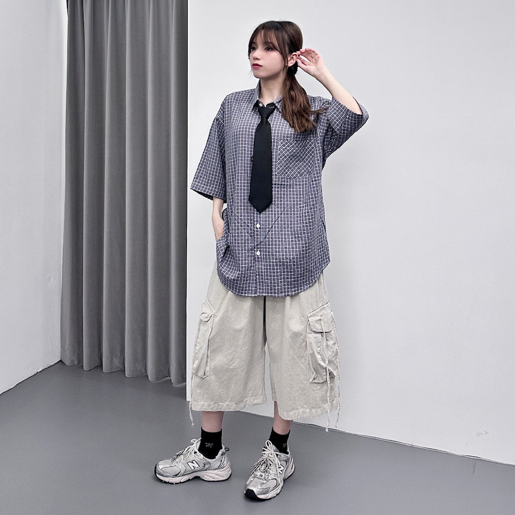 [UNISEX] SUMMER CHECKERED OVERSIZE SHIRT/ 1色