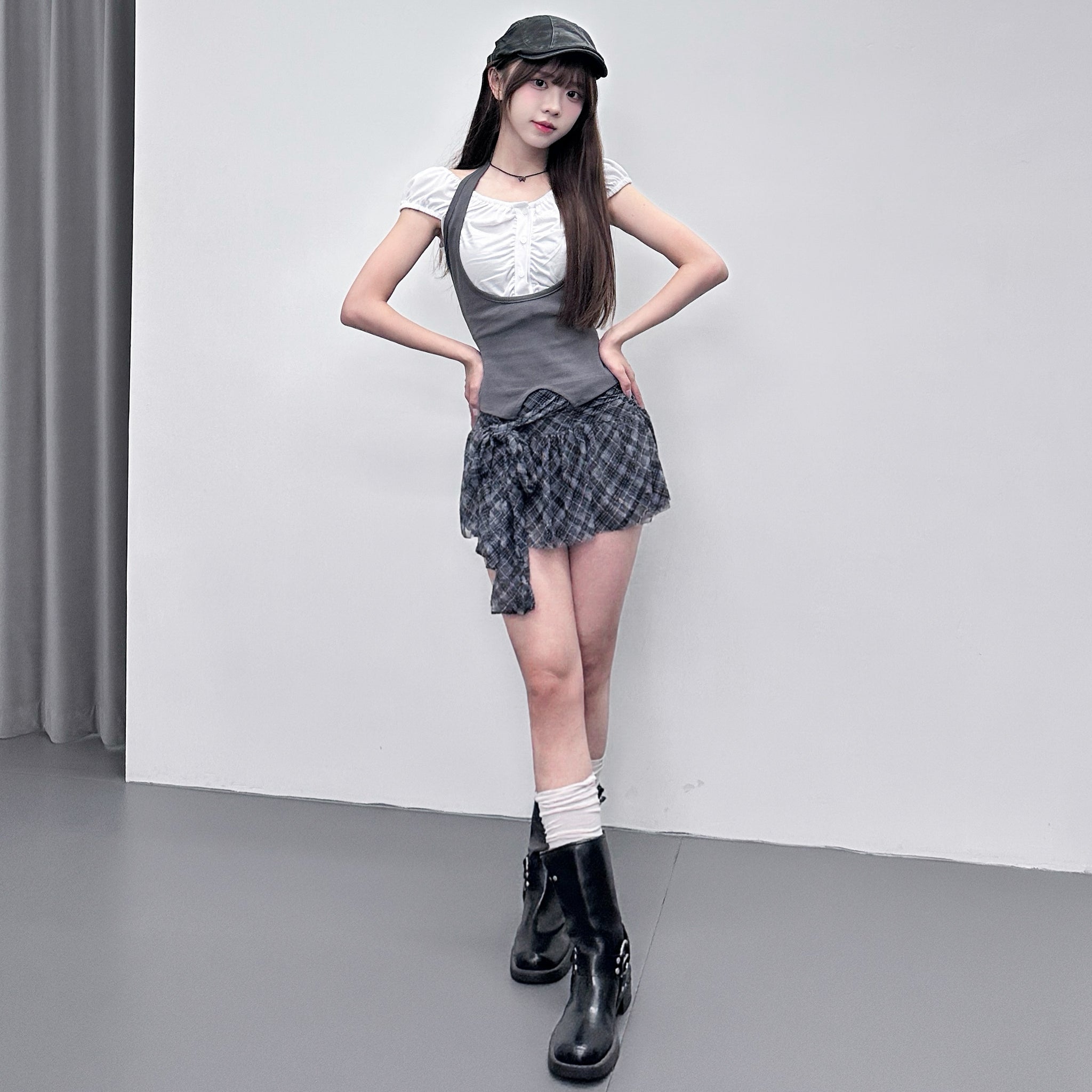 [2WAY] 假兩件HALTER TAYLOR TOP/ 2色