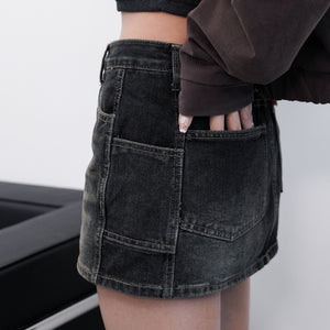 MidNight Washed Denim Skirt Pants/ 1色