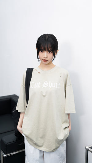 [UNISEX] DAMAGE  PIGMENT T-SHIRT/ 2色