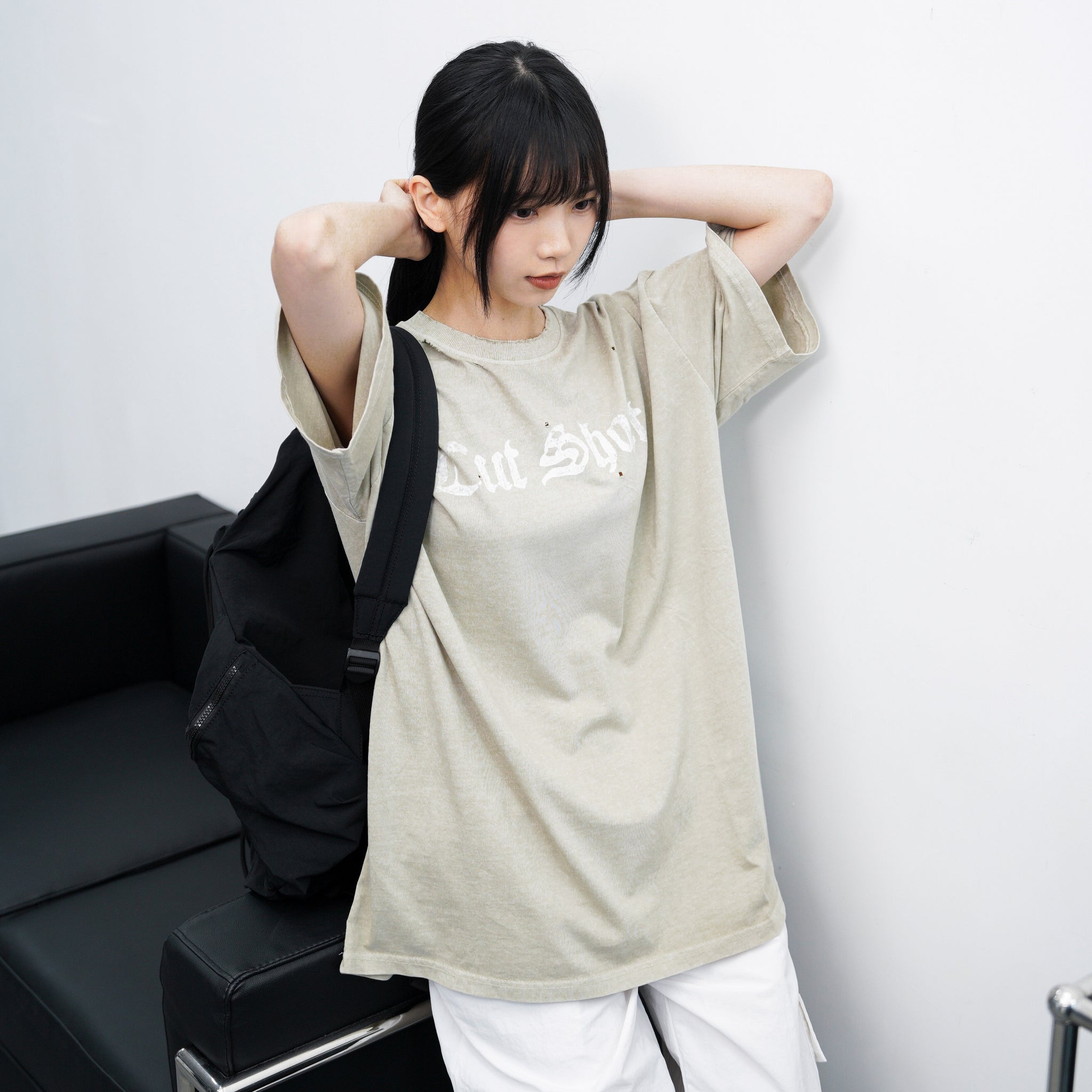 [UNISEX] DAMAGE  PIGMENT T-SHIRT/ 2色
