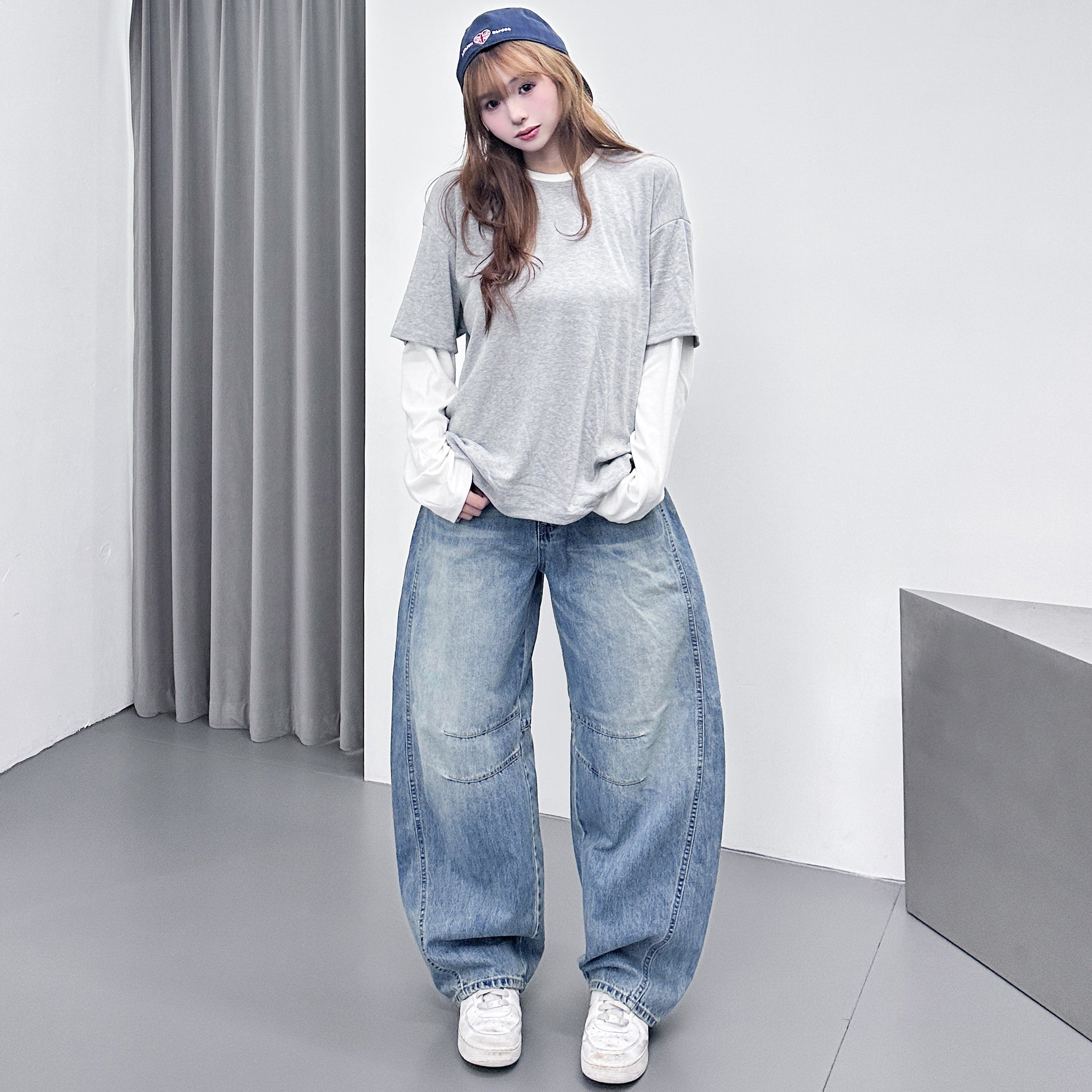 [UNISEX] 層次穿假兩件拼色長袖/ 2色