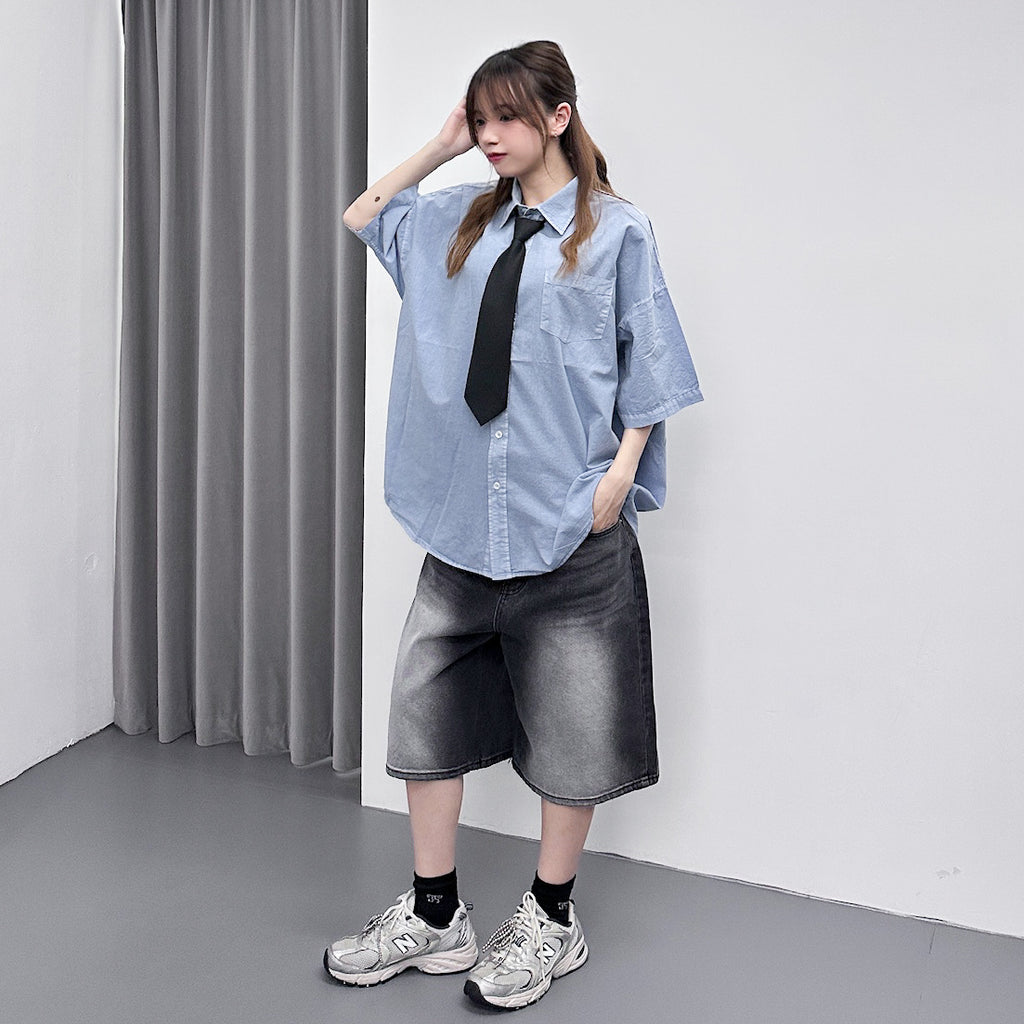 [BEST] UNISEX PIGMENT OVERSIZE SHIRT/ 4色