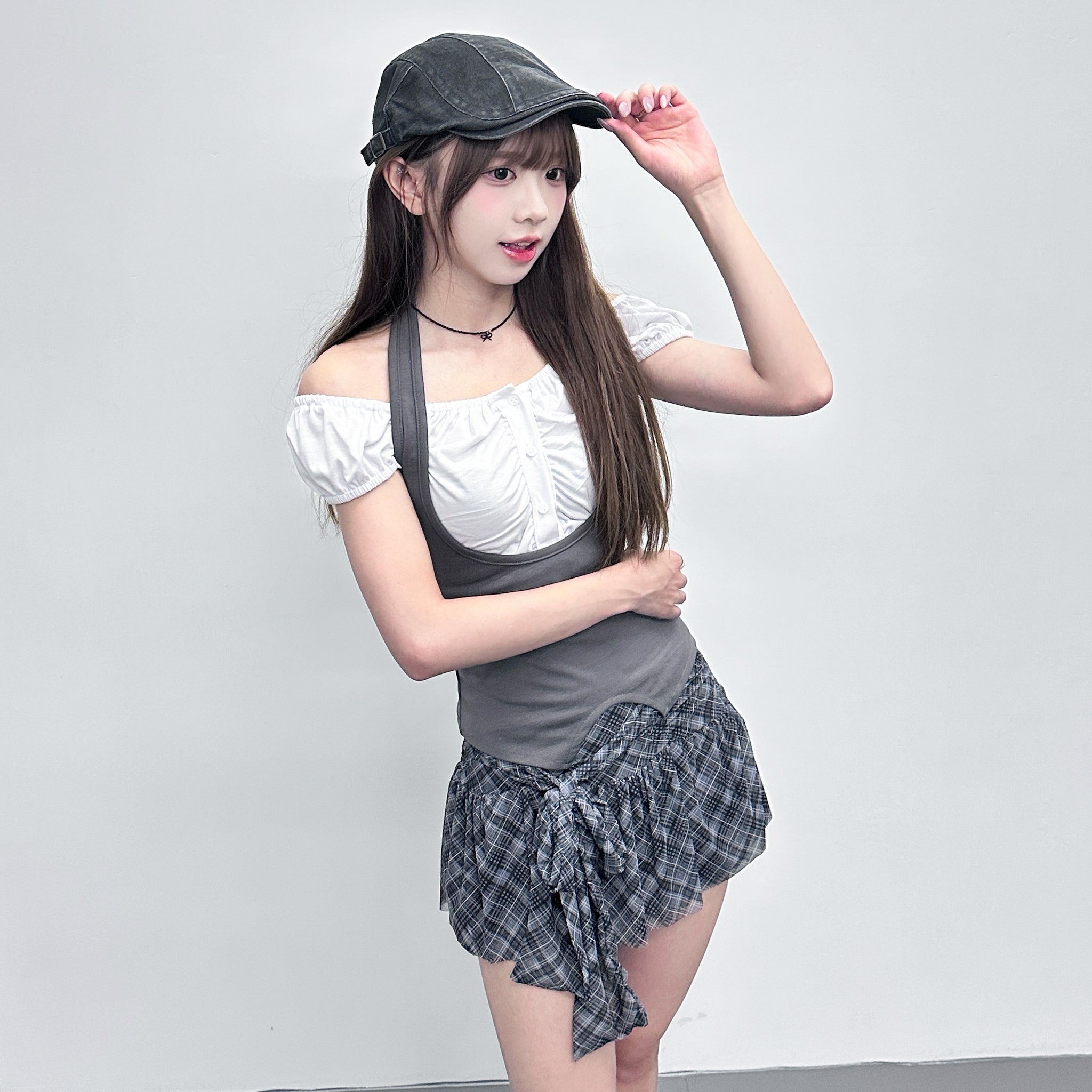 [2WAY] 假兩件HALTER TAYLOR TOP/ 2色