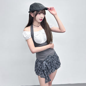 [2WAY] 假兩件HALTER TAYLOR TOP/ 2色