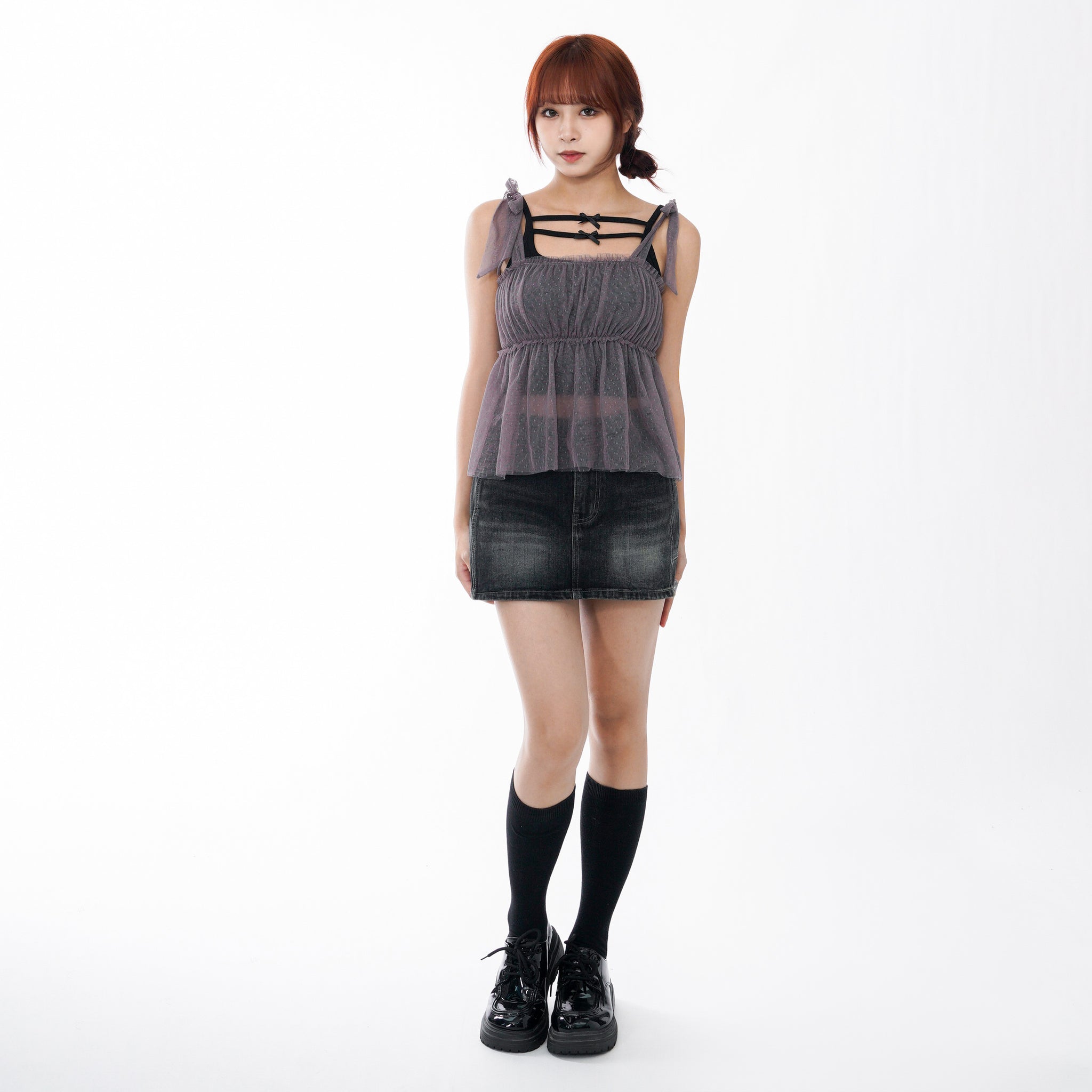 MidNight Washed Denim Skirt Pants/ 1色