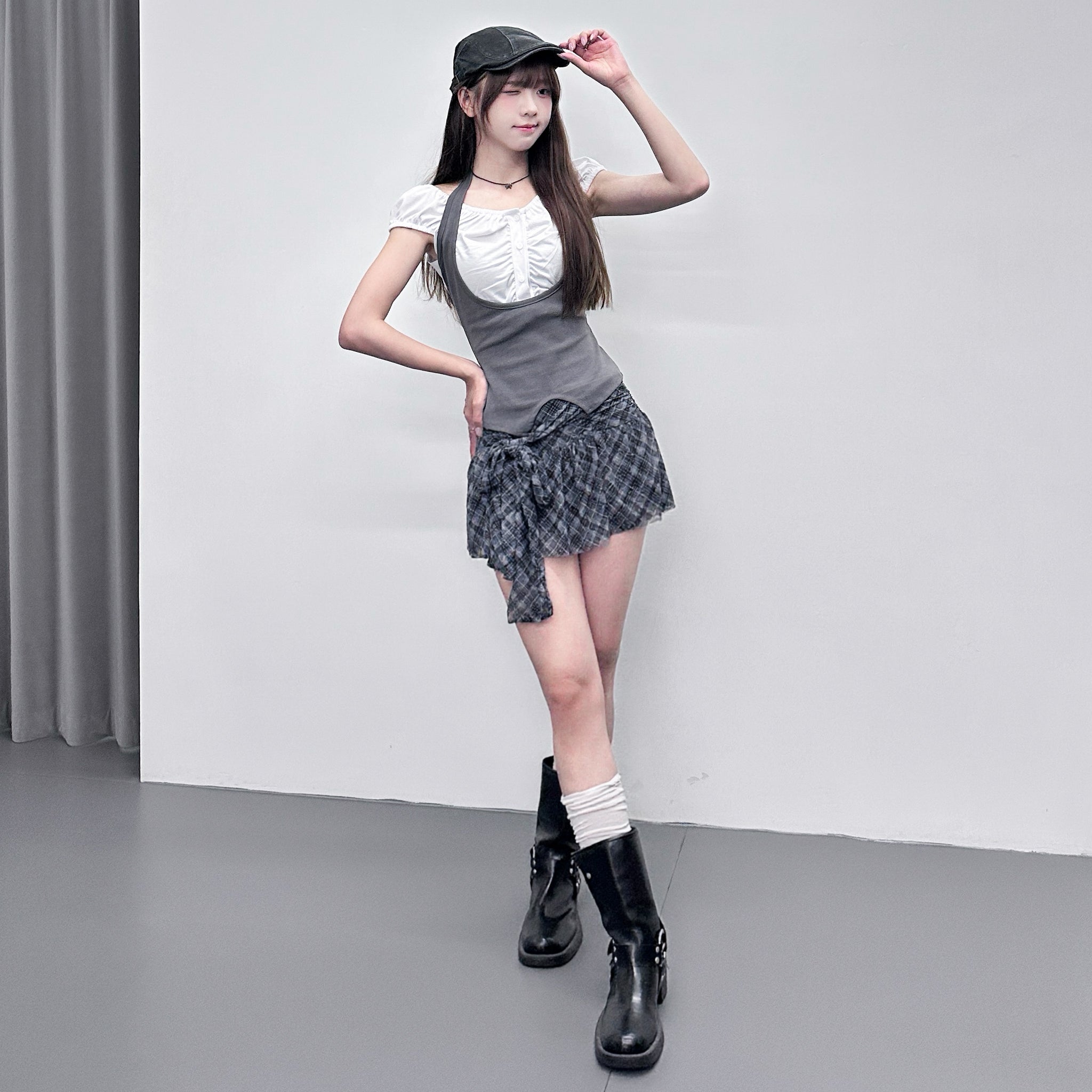 [2WAY] 假兩件HALTER TAYLOR TOP/ 2色