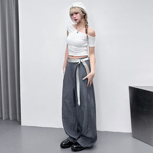 [韓妹必備] STARS UNBALANCED CROP TEE/ 3色