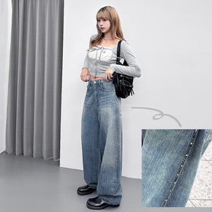 [BEST] SUMMER銀釘SLUB竹節棉輕盈薄款BALLOON DENIM PANTS/ 1色