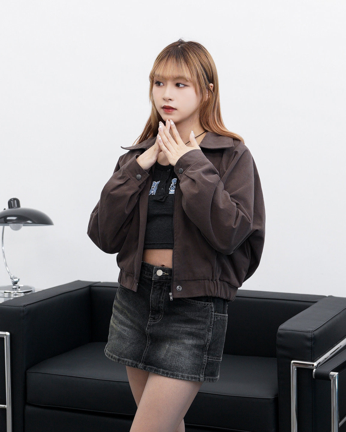 MidNight Washed Denim Skirt Pants/ 1色