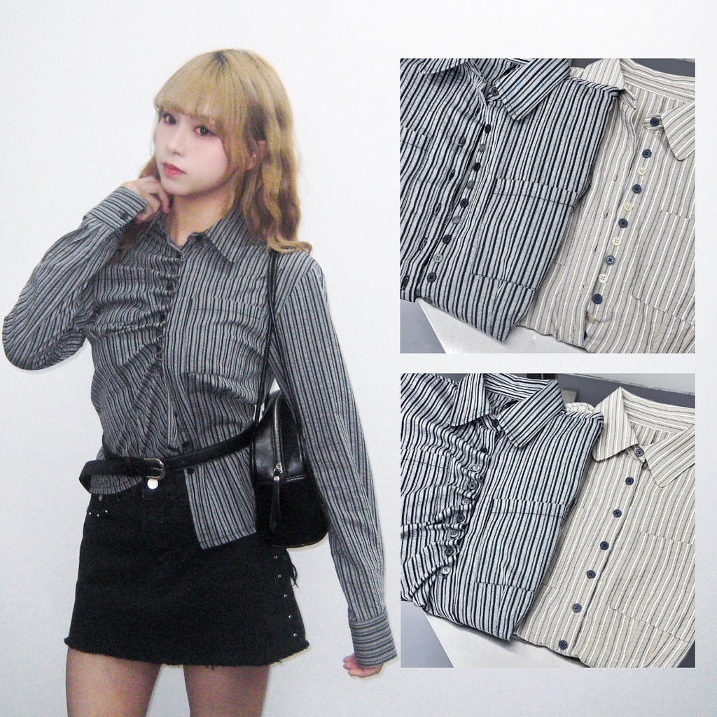 [一衫兩穿] 2WAY STRIPED SHIRT/ 2色