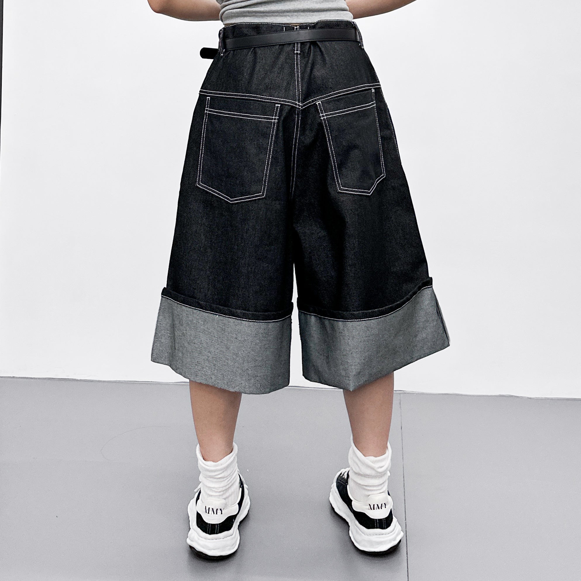[UNISEX] 不褪色! ROLLED BERMUDA DENIM PANTS/ 1色