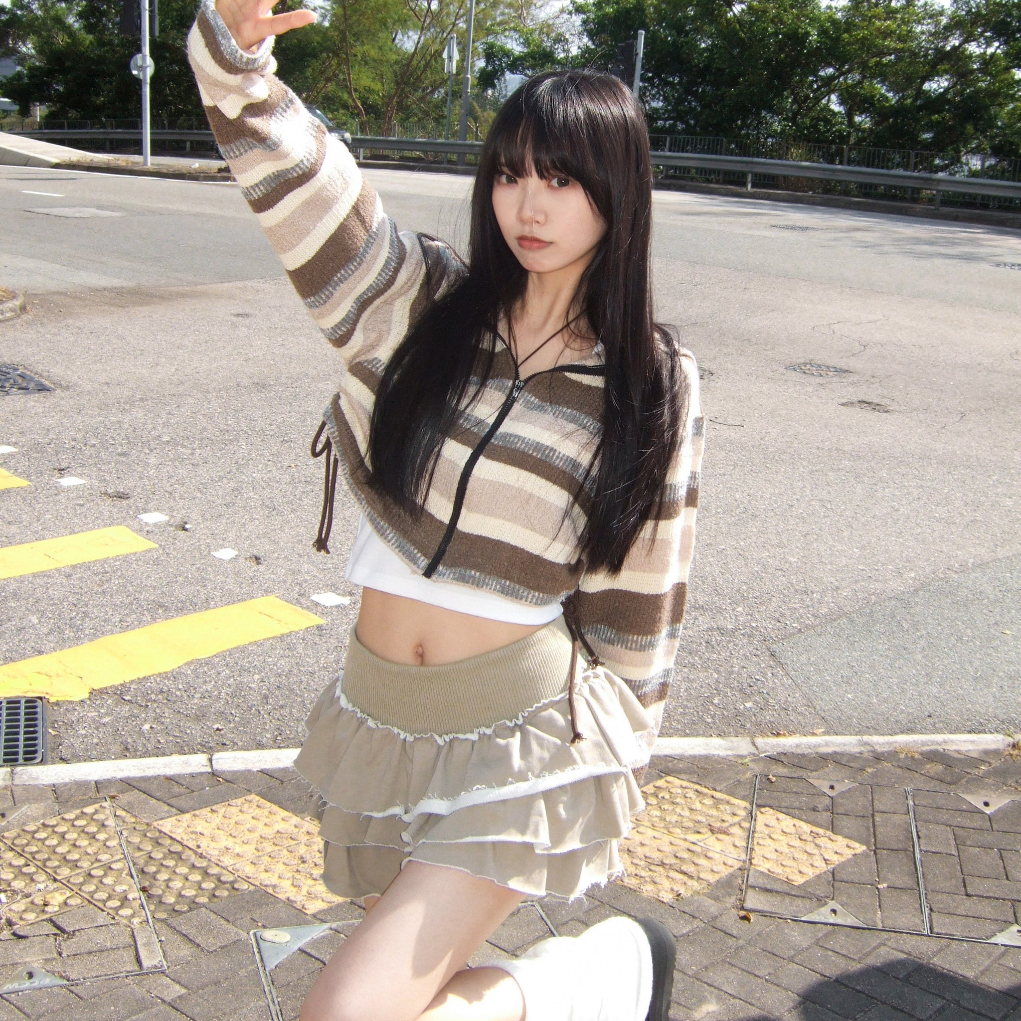 PIGMENT FRINGE RUFFLE SKIRT PANTS/ 2色