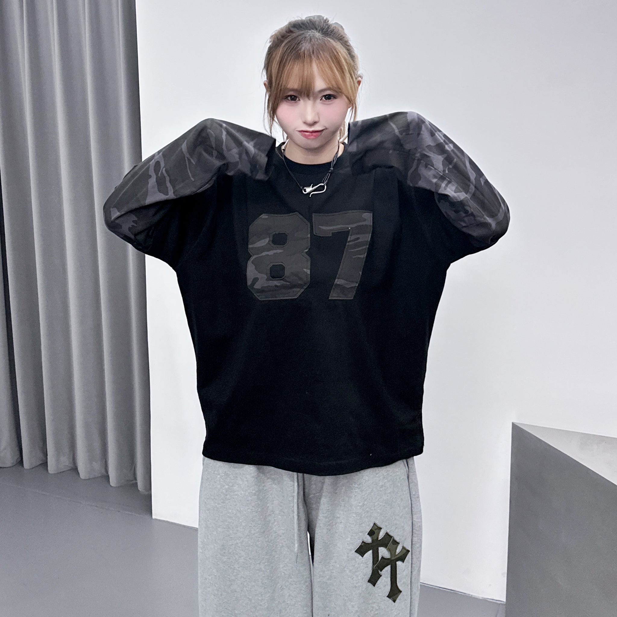 [UNISEX] 層次穿假兩件87 CAMOUFLAGE LONG SLEEVE/ 1色