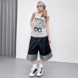 [UNISEX] 不褪色! ROLLED BERMUDA DENIM PANTS/ 1色
