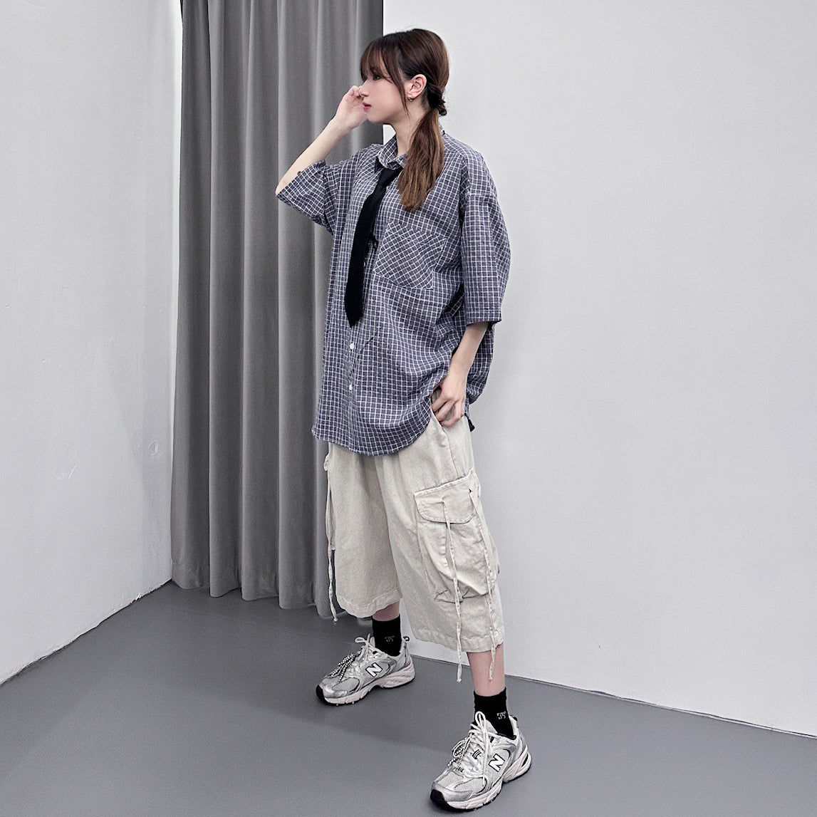 [UNISEX] SUMMER CHECKERED OVERSIZE SHIRT/ 1色