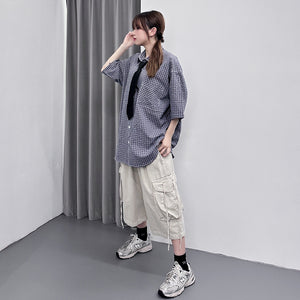[UNISEX] SUMMER CHECKERED OVERSIZE SHIRT/ 1色