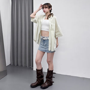 [BEST] UNISEX PIGMENT OVERSIZE SHIRT/ 4色