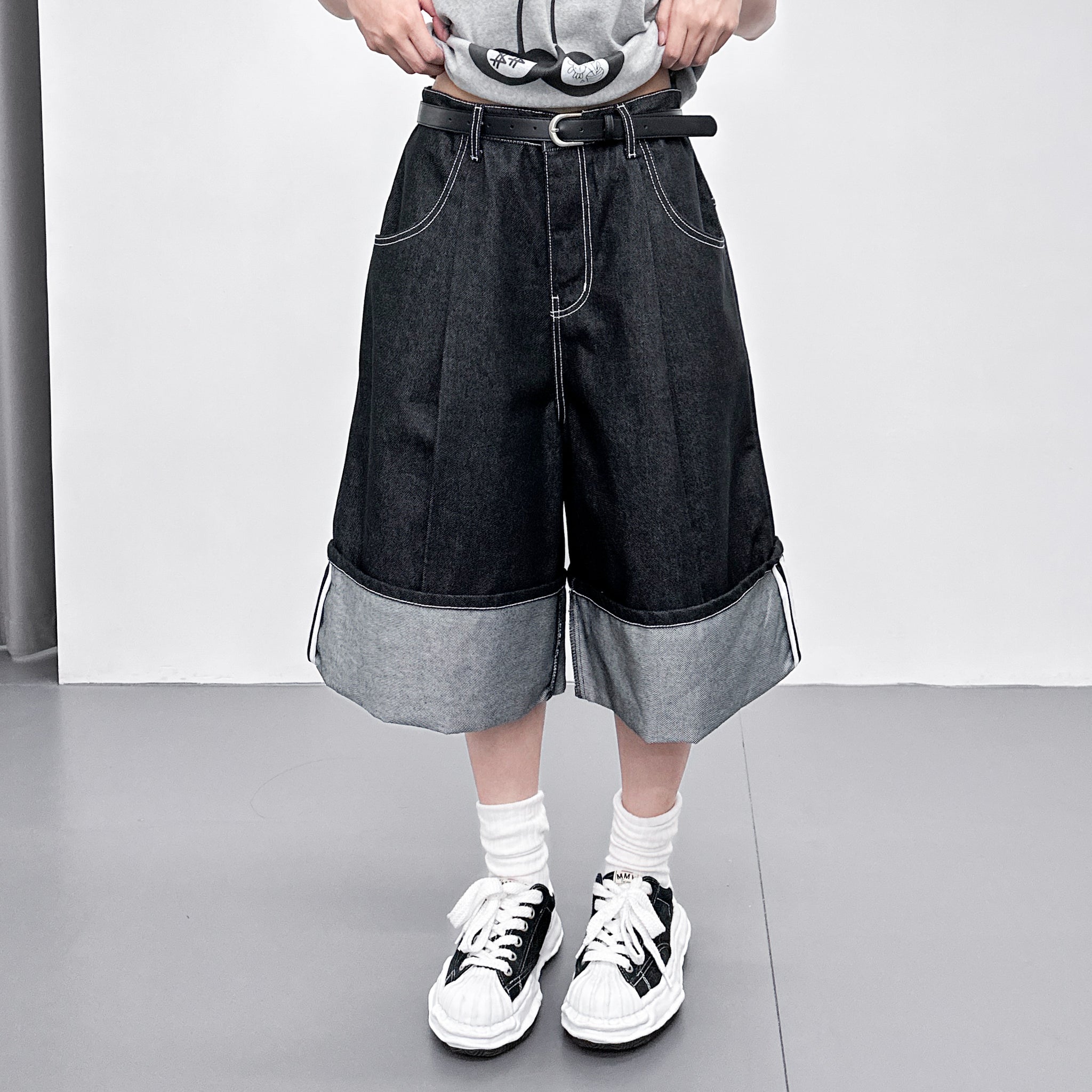 [UNISEX] 不褪色! ROLLED BERMUDA DENIM PANTS/ 1色