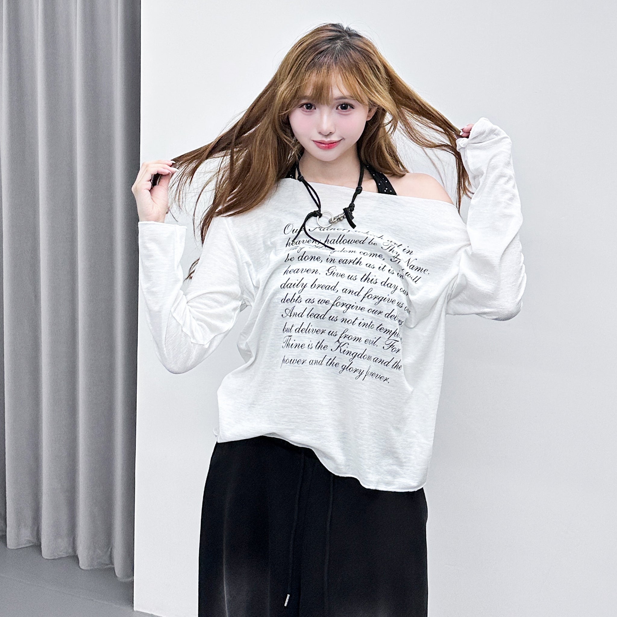AMILIA LETTER OFF SHOULDER LONG SLEEVE/ 2色