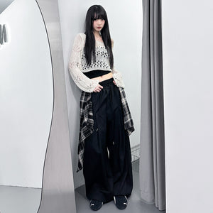 [UNISEX] 假兩件DOUBLE LAYER CHECK PANTS/ 2色