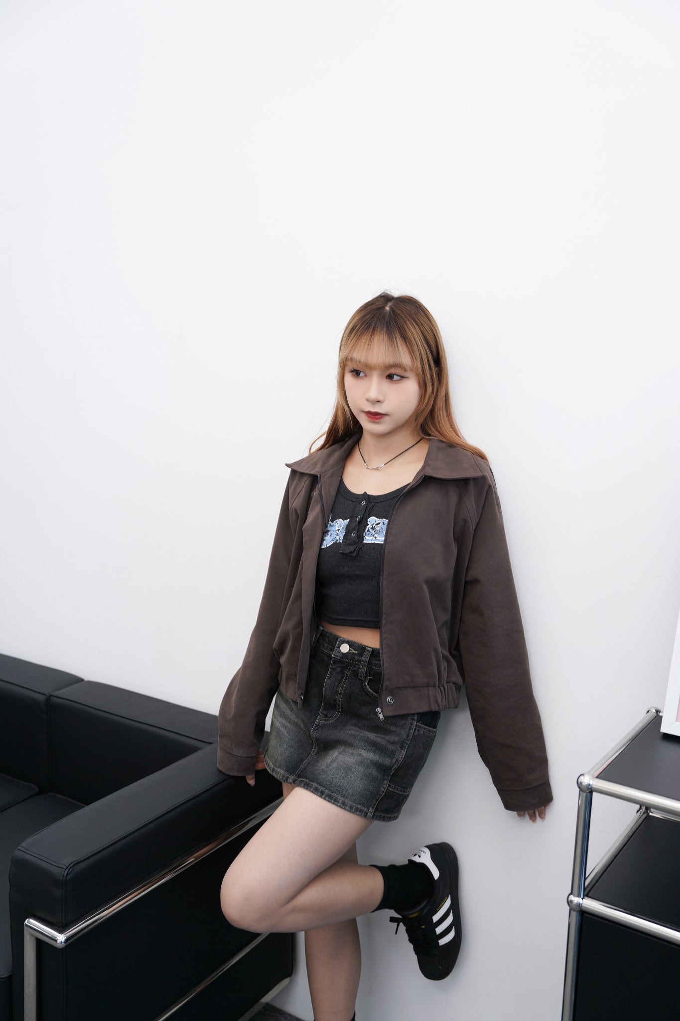 MidNight Washed Denim Skirt Pants/ 1色