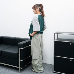 UNISEX霧面感WIDE PIN-TUCK CARGO PANTS/ 2色