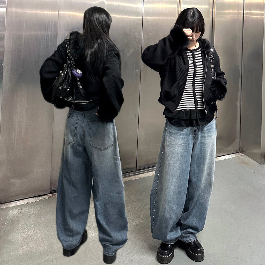 [BEST] 銀釘SLUB竹節棉輕盈薄款BALLOON DENIM PANTS/ 1色