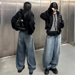 [SUMMER] 銀釘SLUB竹節棉輕盈薄款BALLOON DENIM PANTS/ 1色
