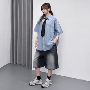 [BEST] UNISEX PIGMENT OVERSIZE SHIRT/ 4色