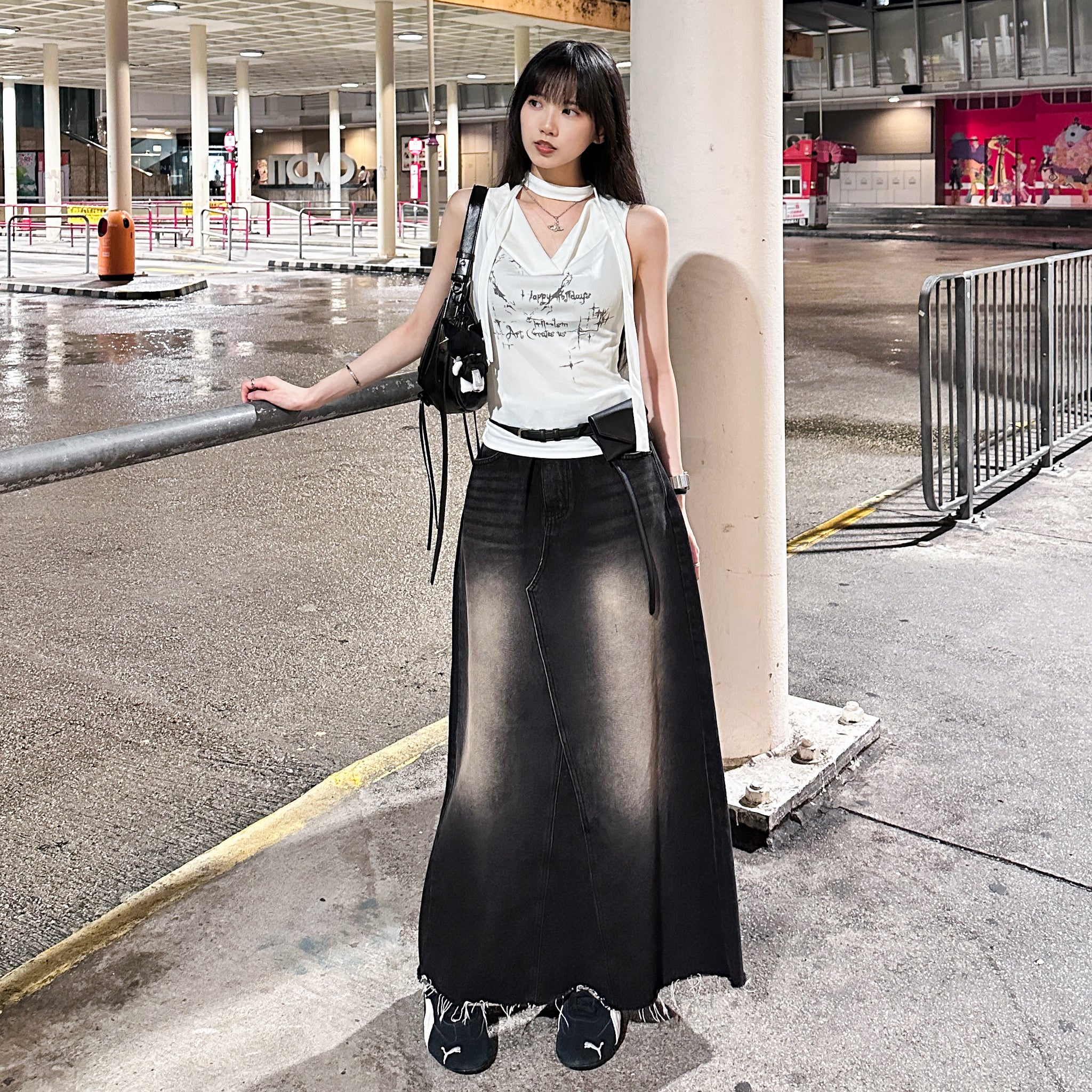 [小個子&高個子OK!] 蘇蘇邊漸闊A-CUT DENIM LONG SKIRT/ 1色