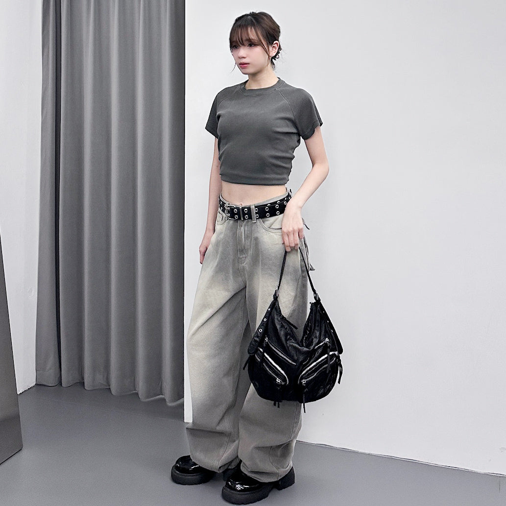 [冰感彈力MAX] PIGMENT SEMI-CROP TEE/ 1色