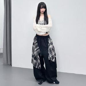 [UNISEX] 假兩件DOUBLE LAYER CHECK PANTS/ 2色