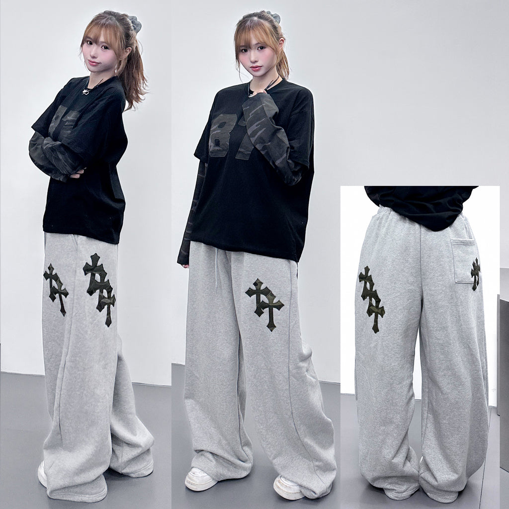 [UNISEX] CAMOUFLAGE HOLY CROSS SWEATPANTS/ 2色