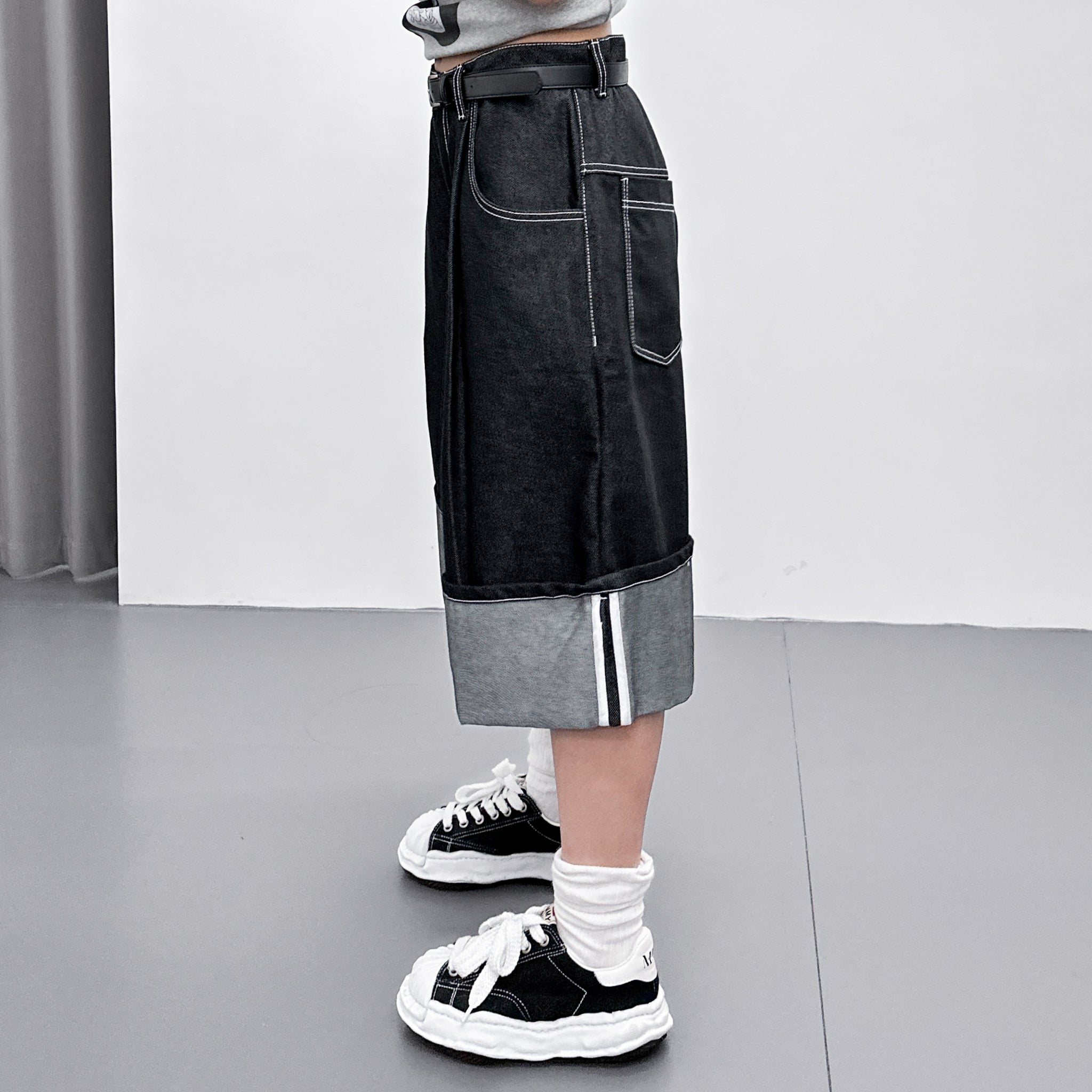 [UNISEX] 不褪色! ROLLED BERMUDA DENIM PANTS/ 1色