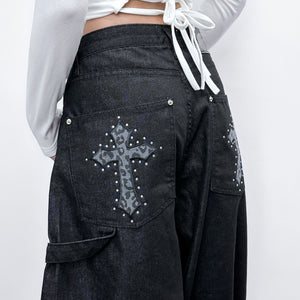 [BEST] STUDDED LEOPARD HOLY CROSS SCIMITAR PANTS/ 1色