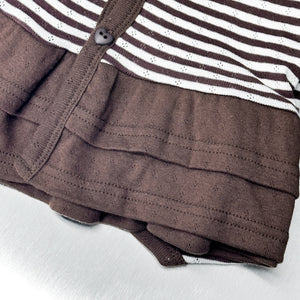 [心型鈕+細微通花] STRIPED RUFFLE LAYERED CARDIGAN/ 2色