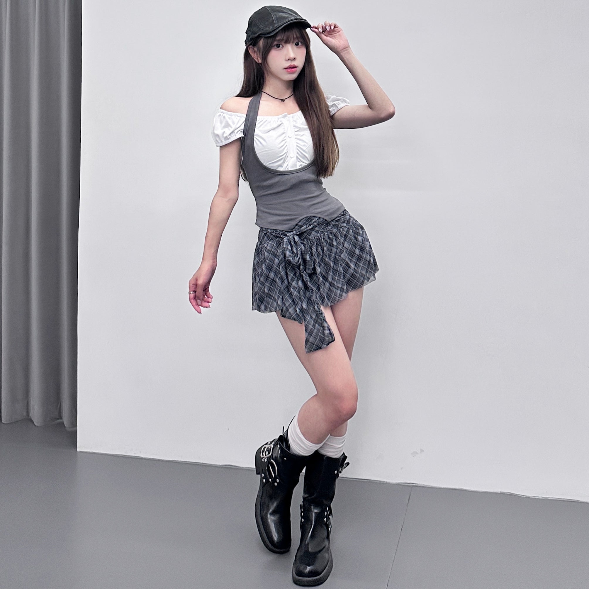 [2WAY] 假兩件HALTER TAYLOR TOP/ 2色