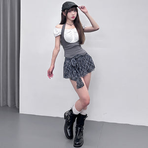 [2WAY] 假兩件HALTER TAYLOR TOP/ 2色