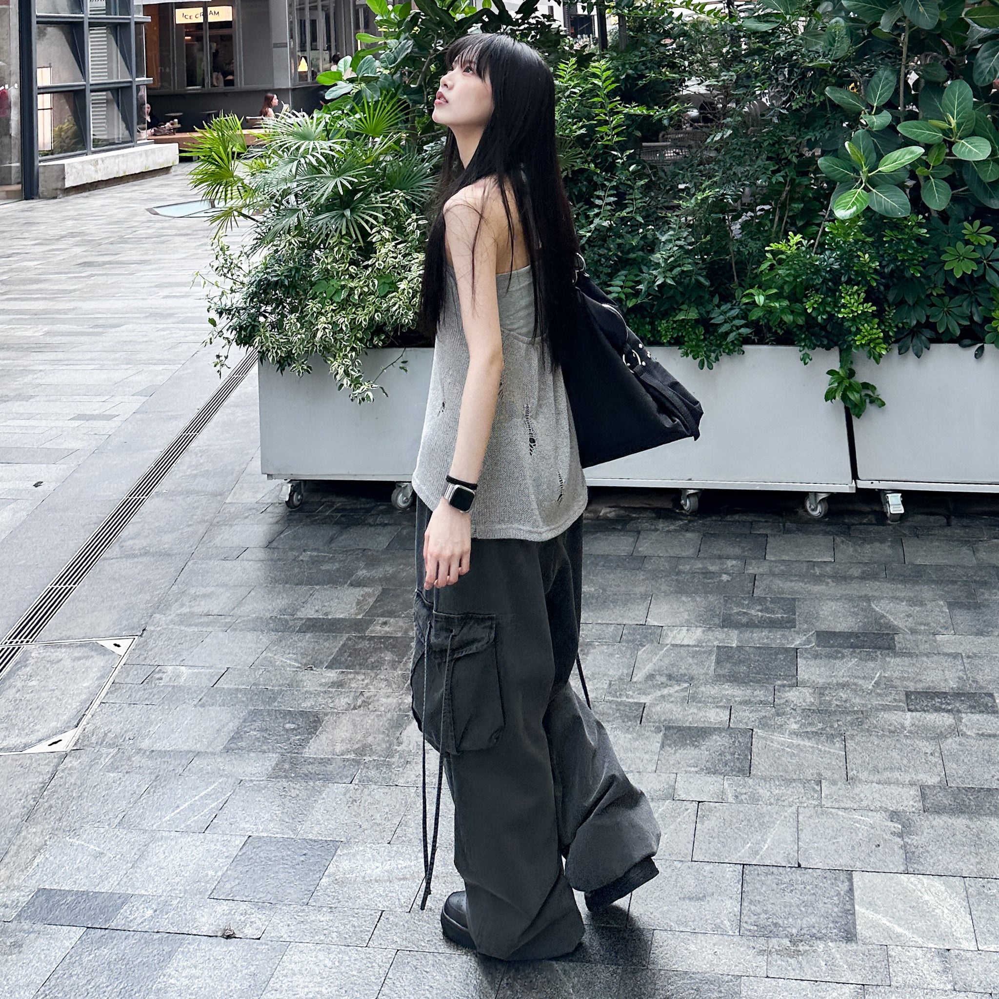 DAMAGE HALTER NECK SLEEVELESS KNIT/ 2色