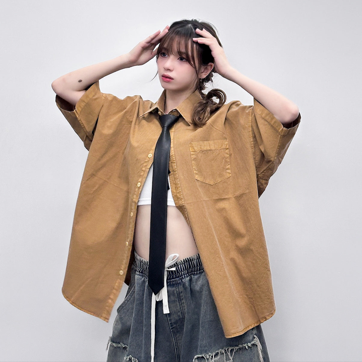 [BEST] UNISEX PIGMENT OVERSIZE SHIRT/ 4色