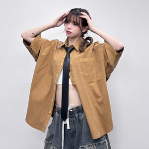 [BEST] UNISEX PIGMENT OVERSIZE SHIRT/ 4色
