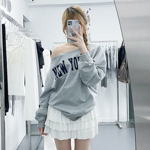 NEW YORK BOAT-NECK OFF SHOULDER SWEATSHIRT/ 1色