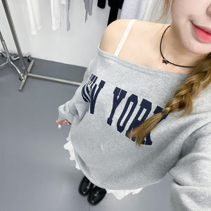 NEW YORK BOAT-NECK OFF SHOULDER SWEATSHIRT/ 1色